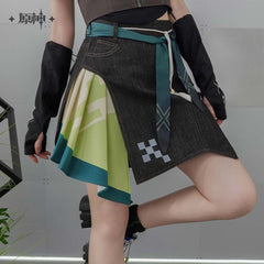Genshin Impact Kinich Impression Patchwork Denim Mini Skirt