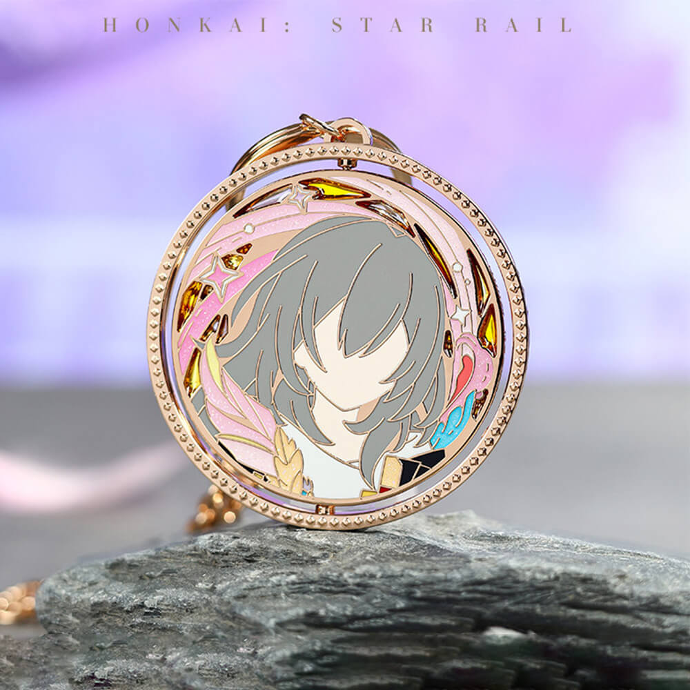 Honkai: Star Rail Trailblazer Writing Series Rotating Metal Keychain